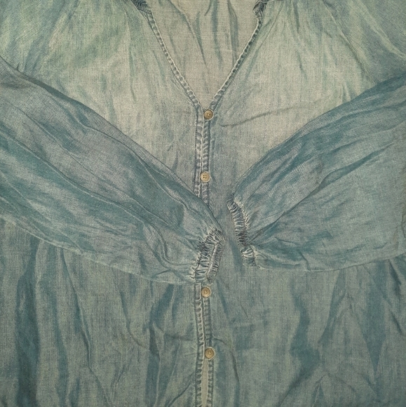 Anthropologie Cloth & Stone Ruffle Raglan Button Down Blouse - Picture 9 of 9